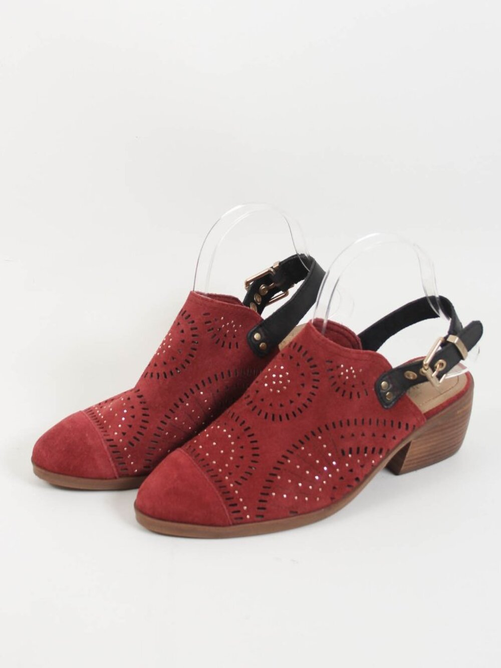 Latigo Muren Red Suede Perforated Slingback Clogs 7.5M